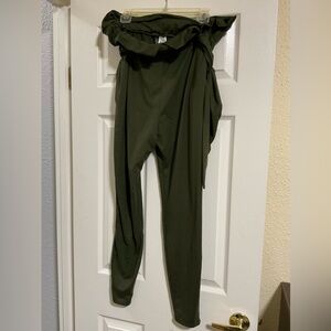 Piphany Dark Green Pull On Pants With Tie